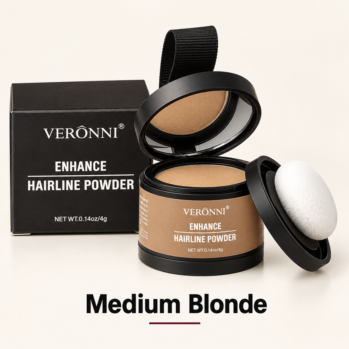 VERÔNNI Medium Blonde hairline and root touch-up powder, shade 12, with original pot, mirror and applicator