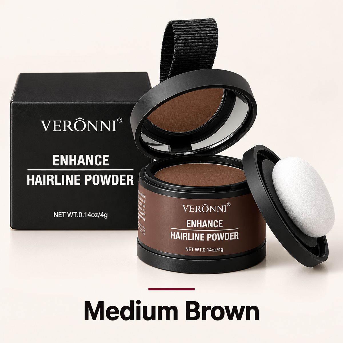 VERÔNNI Medium Brown hairline and root touch-up powder, shade 13, with original pot, mirror and applicator